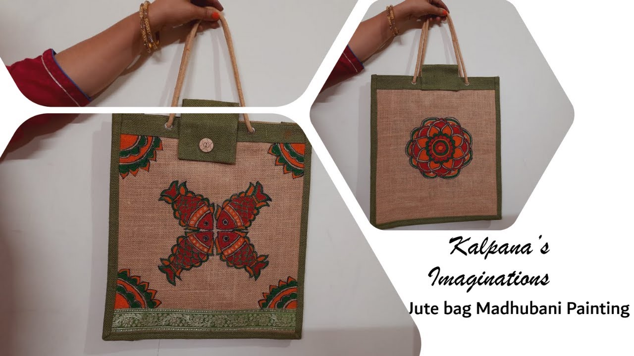 Madhubani painting Clutches : Handpainted Beige Color Madhubani Clutch