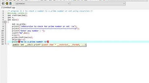 program in C to check a number is a prime number or not using recursion