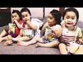 四つ子のおやつタイム