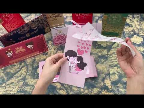 Video Thiệp cưới dài với giấy can cột nơ (DQ 2205 Offset ) - youtube