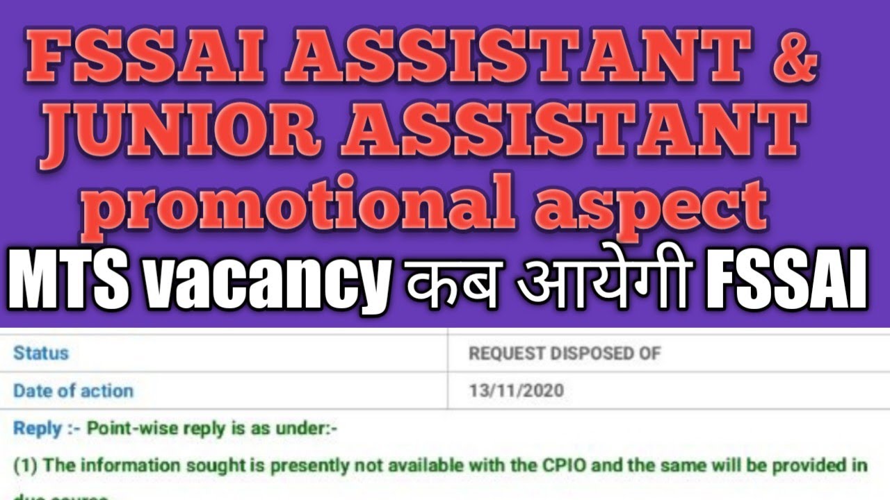 FSSAI promotion ASSISTANT to Director Class-1 officer