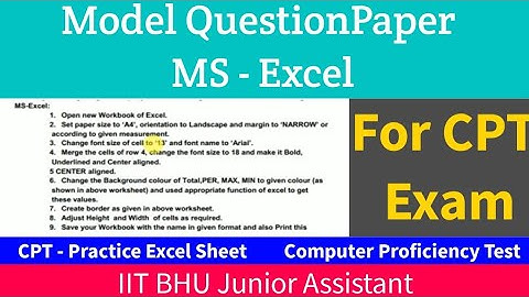 Ms Excel CPT | Computer Proficiency Test | Hor to create Excel sheet in exam