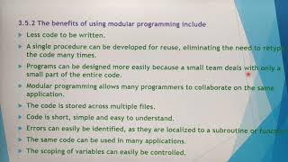 Benefits of modular programming, module, part 5, scoping, chapter 3, problem solving techniques,