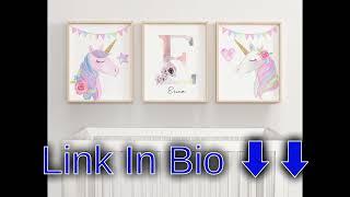 Personalized Baby Name Print ETSY , unicorn wall art ,Monogram Letter