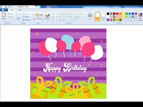 Easy and Simple Birthday card in Ms PAint - YouTube