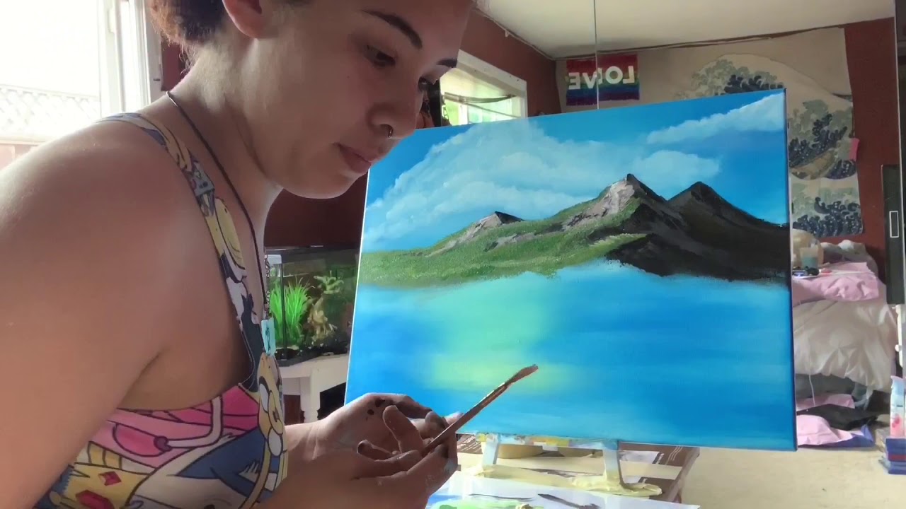 FOLLOWING A BOB ROSS PAINTING TUTORIAL - YouTube