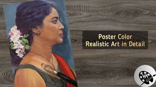 Poster Color Female Realistic Portrait Painting | @pankajparki6605  | #postercolorpainting