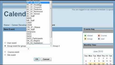 Adding Calendar entries to Moodle