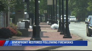 Clean up efforts underway following downtown Evansville's firework display