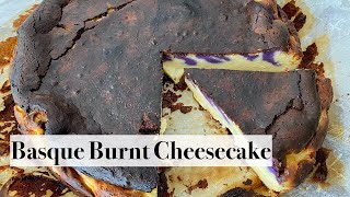 Basque Burnt Cheesecake | with Ube Tiger Pattern on top