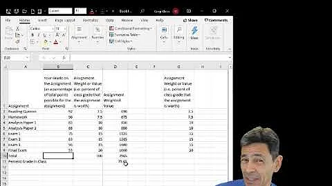 Calculating Your Grade Using A Spreadsheet