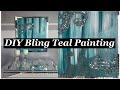 DIY Bling Teal Canvas Painting