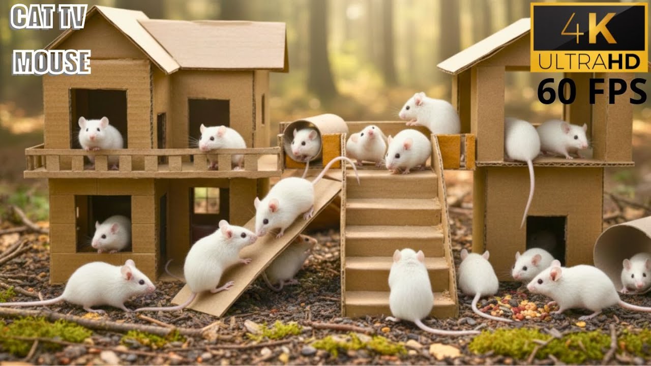 Interactive Cat TV | Mouse Hide & Seek jumping Chase | 8 Hours of Fun in 4K 60fps!