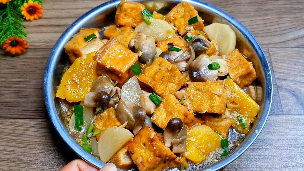 NẤM RƠM KHO ĐẬU HŨ CHAY kiểu mới - món chay ngon ăn cơm dễ làm tại nhà ...