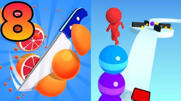 🟣🟢SLICE IT ALL VS 🔴🟠STACK RIDER Gameplay High Level