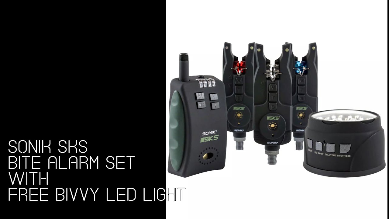 Sonik SKS Alarm Set with Free Bivvy Light - 3 Alarms. 