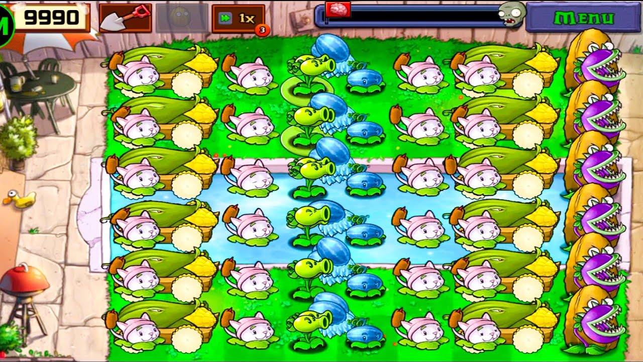 Plants Vs zombies Mini Games Cob Cannon+Cattail+Snow Melon Pult+Chomper Vs All Zombies Gameplay