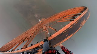 UNCUT - 50 meters BASE jump from steampunk wind turbine