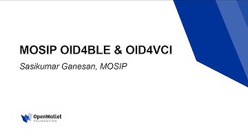MOSIP OID4BLE & OID4VCI - Sasikumar Ganesan - MOSIP