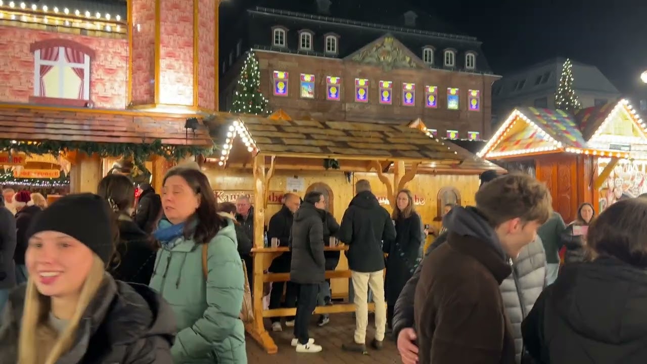 Christmas Market at Market Platz Hanau GERMANY 🇩🇪 walking in Little Bit cold period,2025.