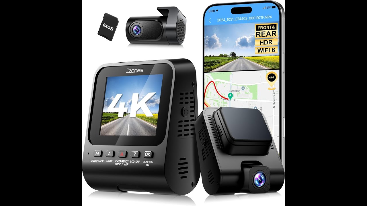 4K Dash Cam Front and Rear, Dash Camera for Cars 2 Channel HDR, WiFi 6, Free 64GB Included,
