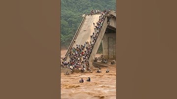 Moment the Bridge Collapses Due to Flooding!