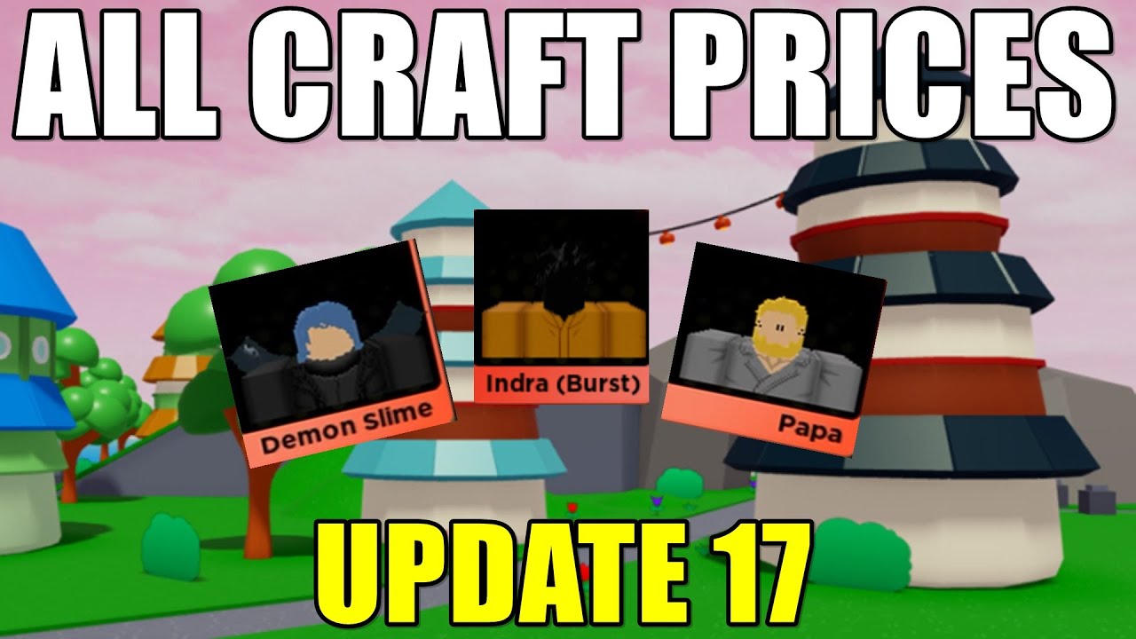 All Craft Prices Anime Fighters Simulator Update 17