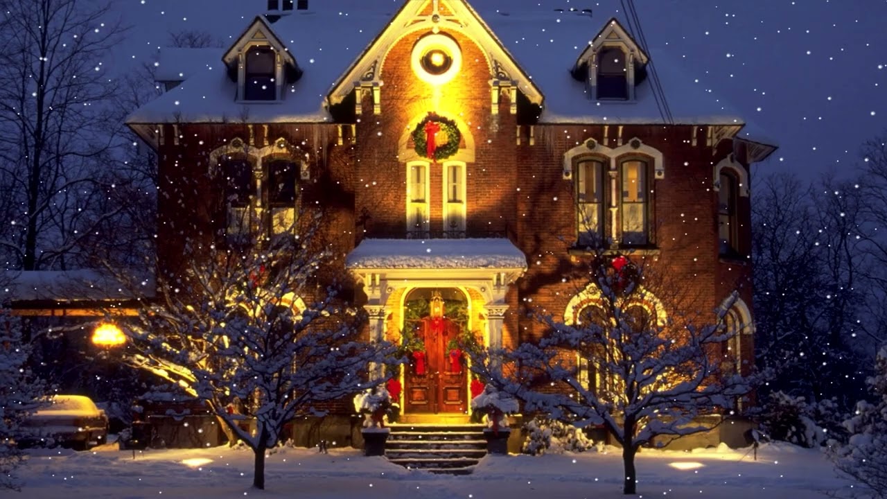 Public Domain Piano Christmas Songs Medley with Christmas House Background