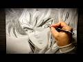 Lineart Aquarius Camus (Saint Seiya) | Hand Drawn Graphite Art: Mastering Shading