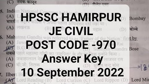 Hpssc  Hamirpur JE CIVIL Post code -970 Answer key