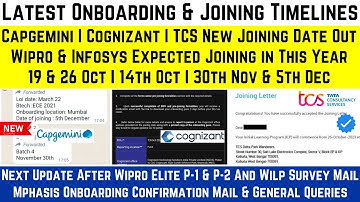 Capgemini Cognizant TCS Mphasis Wipro Elite P-1 P-2 Wilp Others Onboarding Started New Joining Dates