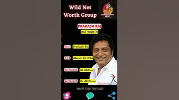 🔥 Prakash Raj Net Worth 🔥 #shorts 🔥 #wildnetworthgroup 🔥 13 May 2023 🔥