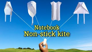 4 Non-stick notebook paper plane, flying notebook kite, without stick kite making, technokriart