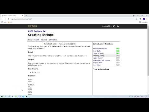 [CSES.FI PYTHON] Creating Strings