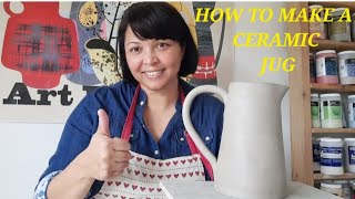 How to make a ceramic jug at home. Slab building technique 🌟 Pottery tutorial for beginners