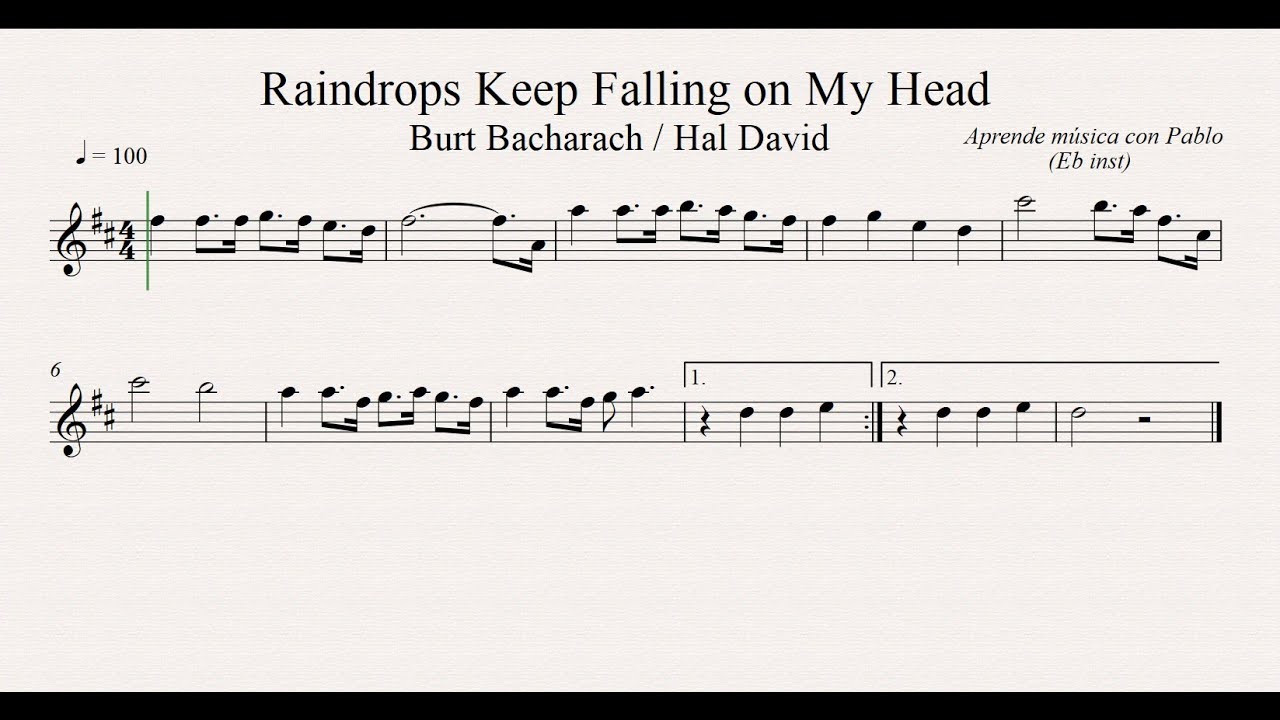 lyric raindrops keep falling on my head