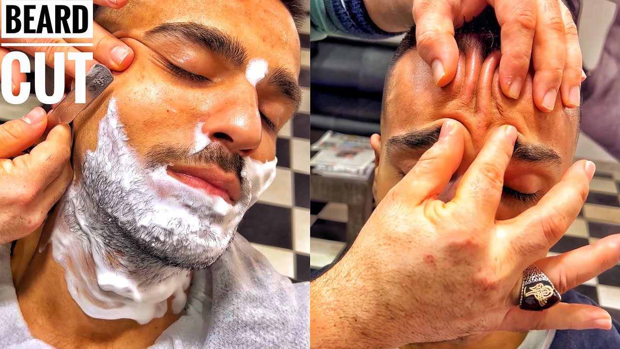 ASMR BEARD CUT • facial care razor and magic hands • Barber Massage