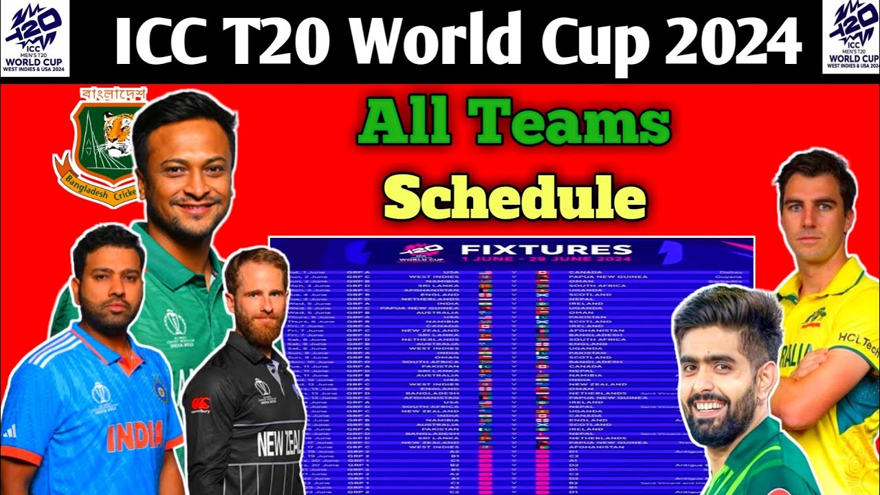 ICC T20 World Cup 2024 Schedule T20 WC Date,Time,Venue,Group info