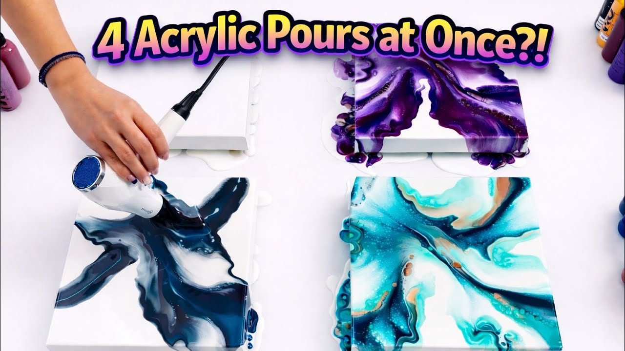 # 855 - НОВОЕ видео! Я вернулась, пока что... Акриловые картины с эффектом выгорания