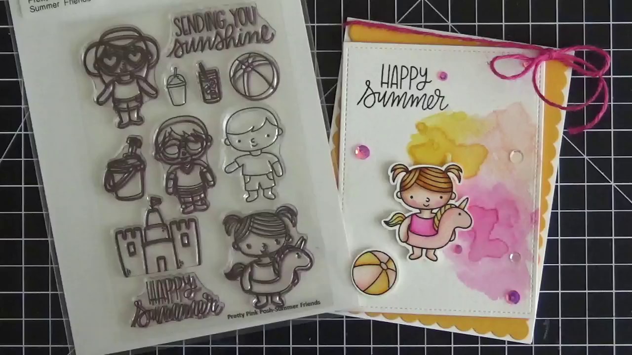 Pretty Pink Posh - Summer Friends - Distress Water Coloring - YouTube