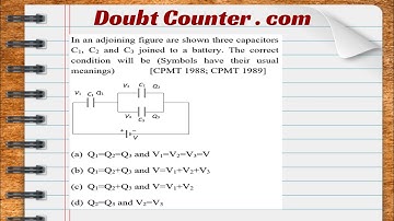 In an adjoining figure are shown three capacitors C 1, C 2 and C 3 joined to a battery. The correct