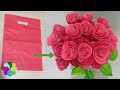 Amazing Trick 🌹 for DIY Red Rose Flower Bouquet making from bag, Valentines Day Gift, Guldasta