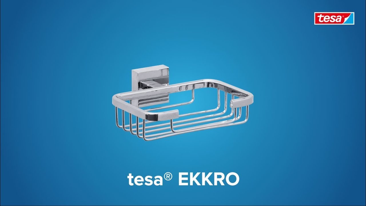 How to apply the angular, chromed tesa® Ekkro soap basket