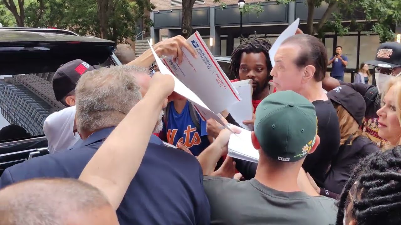 Chazz Palminteri signs autographs at Robert de Niro's 80th birthday party in New York City