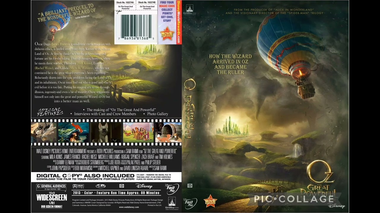 Oz The Great And Powerful (2012) DVD Covers Disney Movie Rewards 
