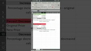 Excel percent change increase or decrease