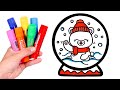 Dibuja y Colorea una BOLA DE NIEVE kawaii 🐻‍❄️❄️ Videos para niños