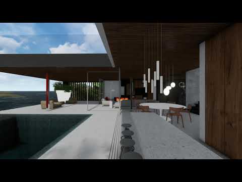 Interior walkthrough, family room of luxurious waterfront home