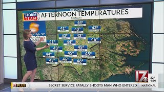 Chilly temps Monday from start to finish in central NC