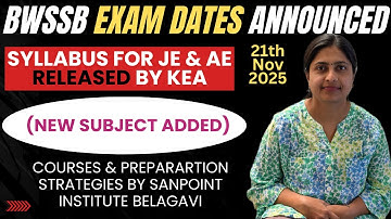 BWSSB Exam Dates Announced | AE & JE Syllabus Released by KEA | 21 Nov 2025 | Join SANPoint Courses